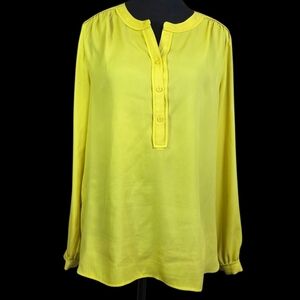 LOFT Vibrant Yellow Button-Up Flowy Blouse Size Med